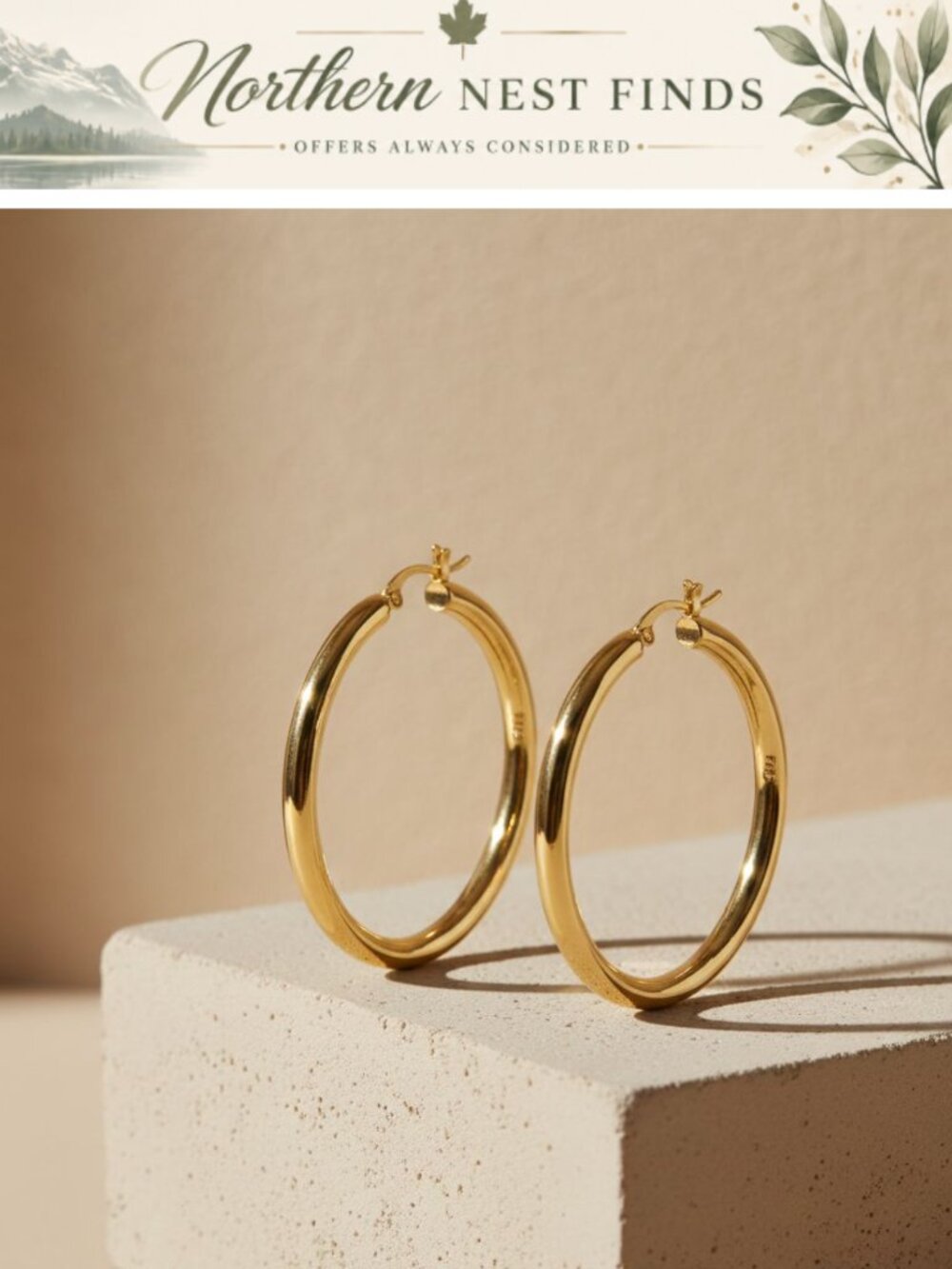 Thick Gold Hoop Earrings for Women, Hollow Tube, Hypoallergenic, Lightweight